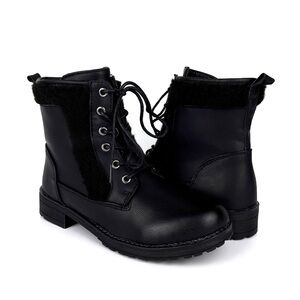 GC. Shoes Kids Faux Leather Combat Boots Black Size 5